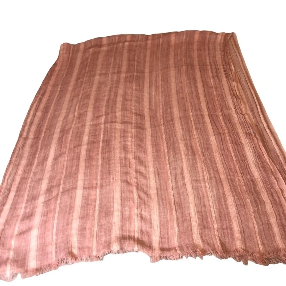 NWT TRUE CRAFT Women's Blush Acrylic Blend Scarf W/Frayed Edge 79 L x 42 W
